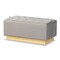 Baxton Studio Powell Glam and Luxe Grey Velvet Fabric and Gold PU Leather Storage Ottoman 175-11236-Zoro - alternate 1